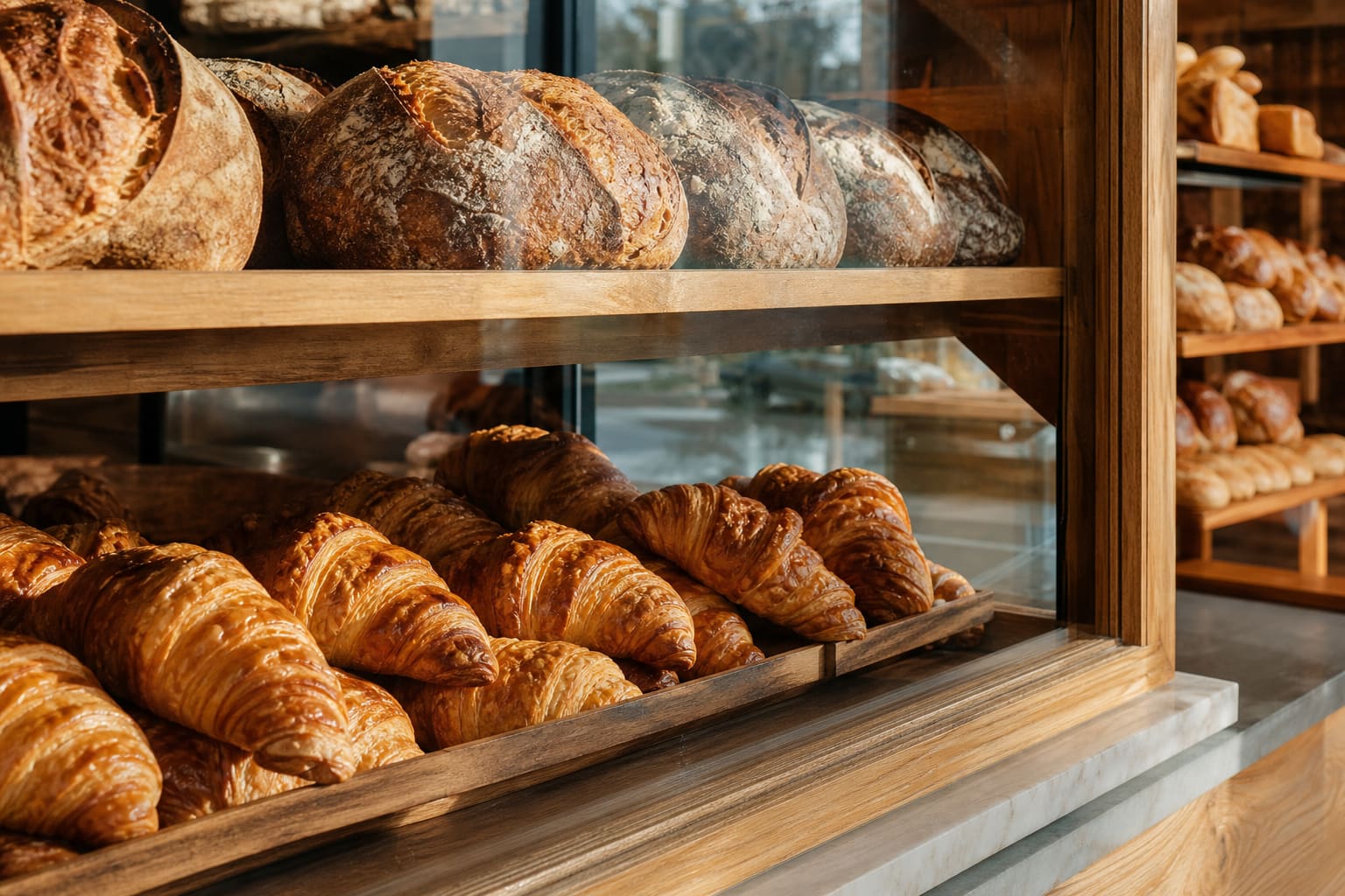 Fresh sourdough loaves at Mill and Loaf in Decatur
